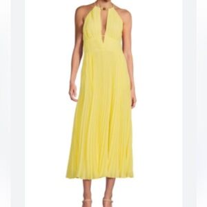 Jonathan Simkhai Sz 6 Midi Dress Yellow Carli Halter Classic Minimalist Designer